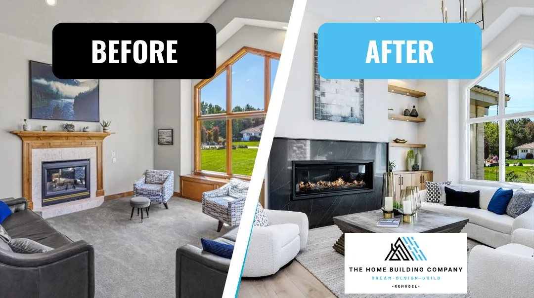 Fireplace before and after